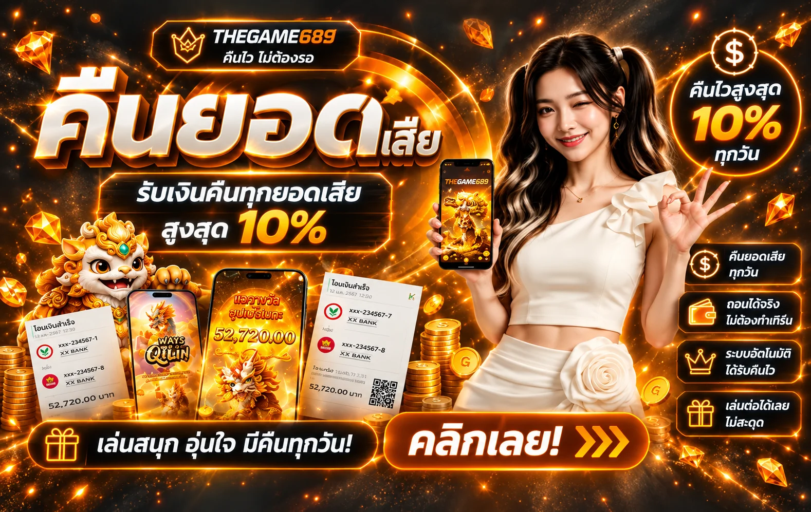 แบนเนอร์คืนยอดและระบบอัตโนมัติ THEGAME689